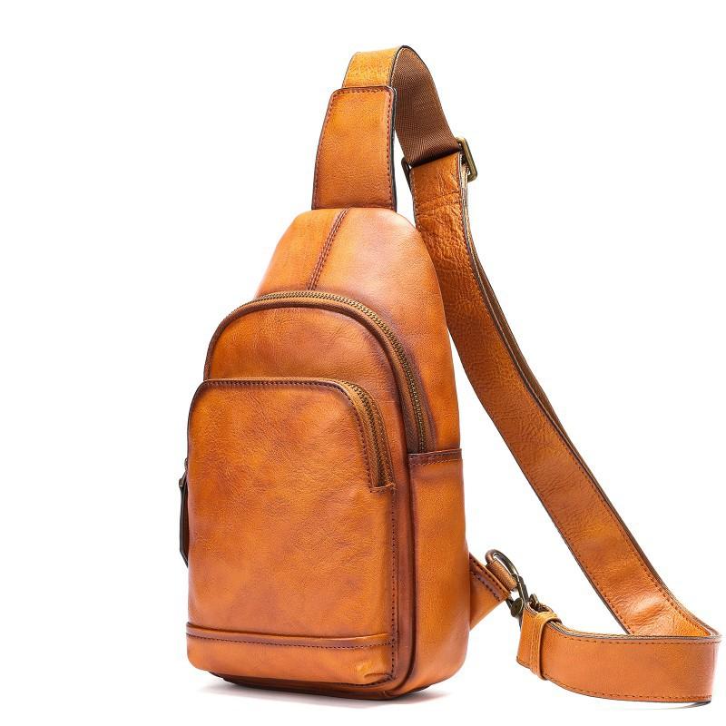 European American Men s Crossbody Bag High-end Leather Chest Shoulder Trendy Versatile Multifunctional