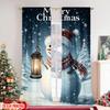 2pcs 2D Flat Printing Christmas Curtains Merry Christmas7 Versatile Durable Polyester Without Electricity Festive Wall Decor