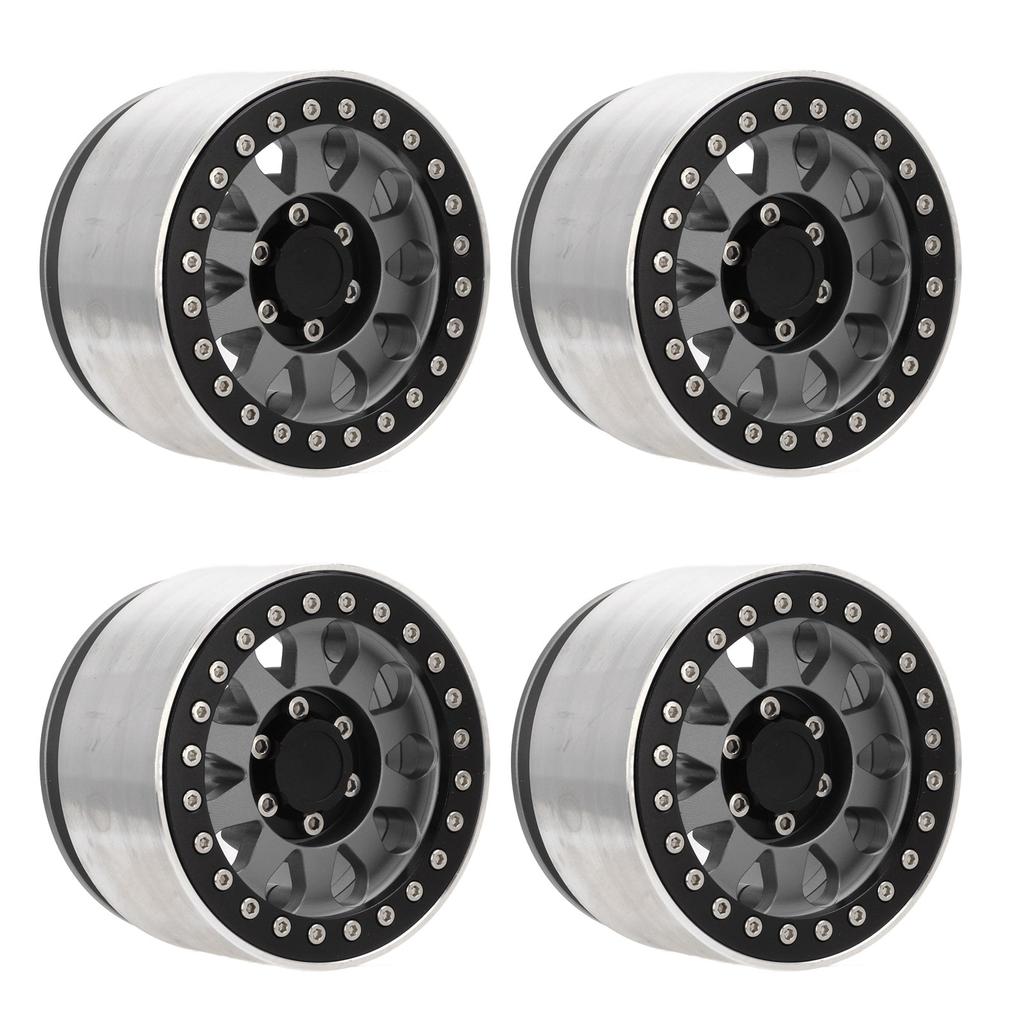4pcs RC Car Wheel Professional Aluminium Alloy Replacement RC Wheel Rims for SCX6 1 6 RC Cars 2.9inch Titanium