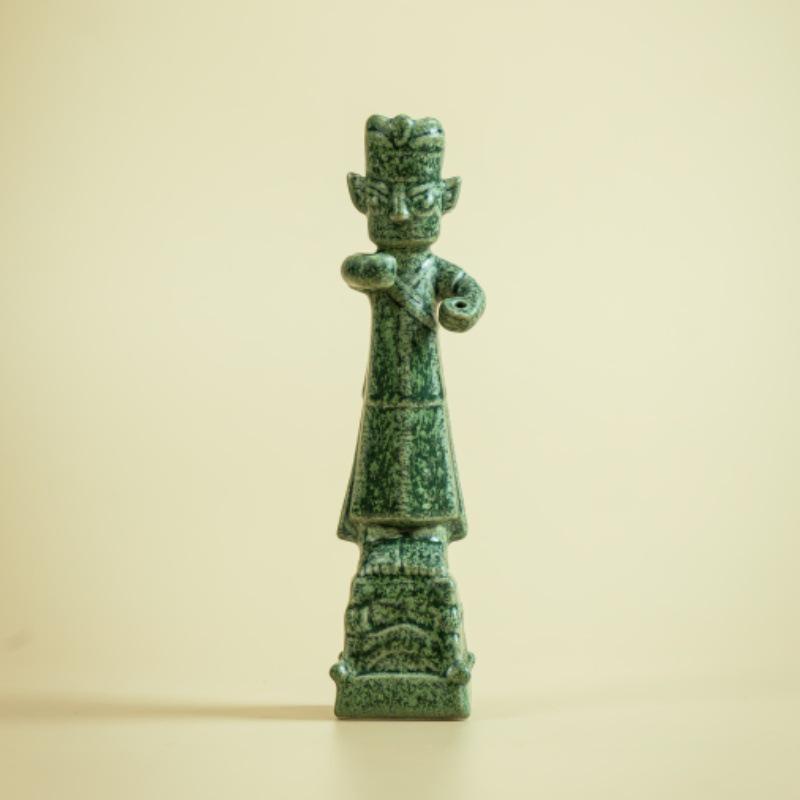 Sanxingdui Ceramic Bronze Figure Incense Holder: Hand-Painted Cultural Souvenir Gift