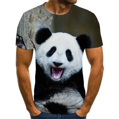 Populär söt Panda 3D-utskrift Cross Border O-hals passform Mjuk modetopp Cool svettabsorberande sommar-T-shirt för män