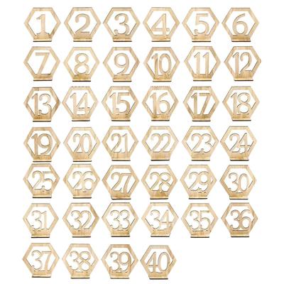 10pcs/set Hexagon Wood Table Number Sign Birthday Holiday New Year Decoration