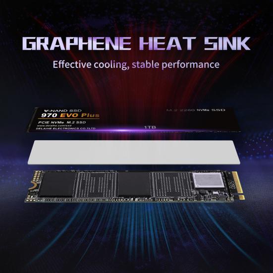 970 EVO Plus PCIe 4.0 M.2 NVMe TLC SSD 1/2/4TB Maximum Read 7300MB/s Max Write 6800MB/s AI Applications Gaming Video Editing Internal Solid