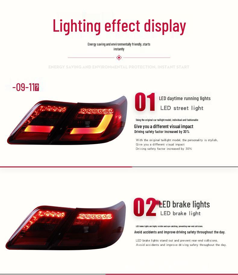 LED Taillight Assembly for US Toyota Camry: LED Guide, Driving & Brake Lights