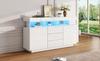 140 x 35 x 80 cm Modernes Hochglanz Acryl Sideboard mit 16-farbigem LED-Streifen, Kaffeebar, Geeignet für Esszimmer, Küche, Flur (Weiß)