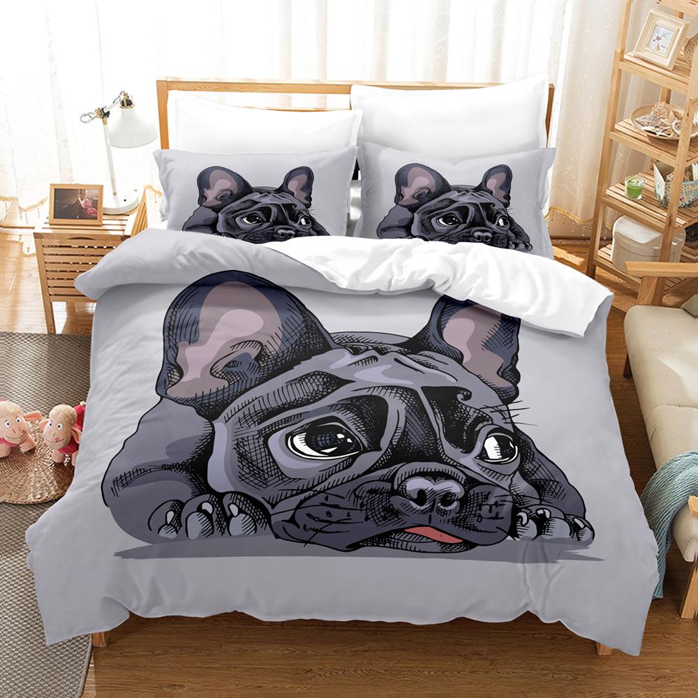 Cute Dog Bedding Set Single Twin Full Queen King Size Pet Dog Bed Set Aldult Kid Bedroom Duvet cover Sets 3D Print 035