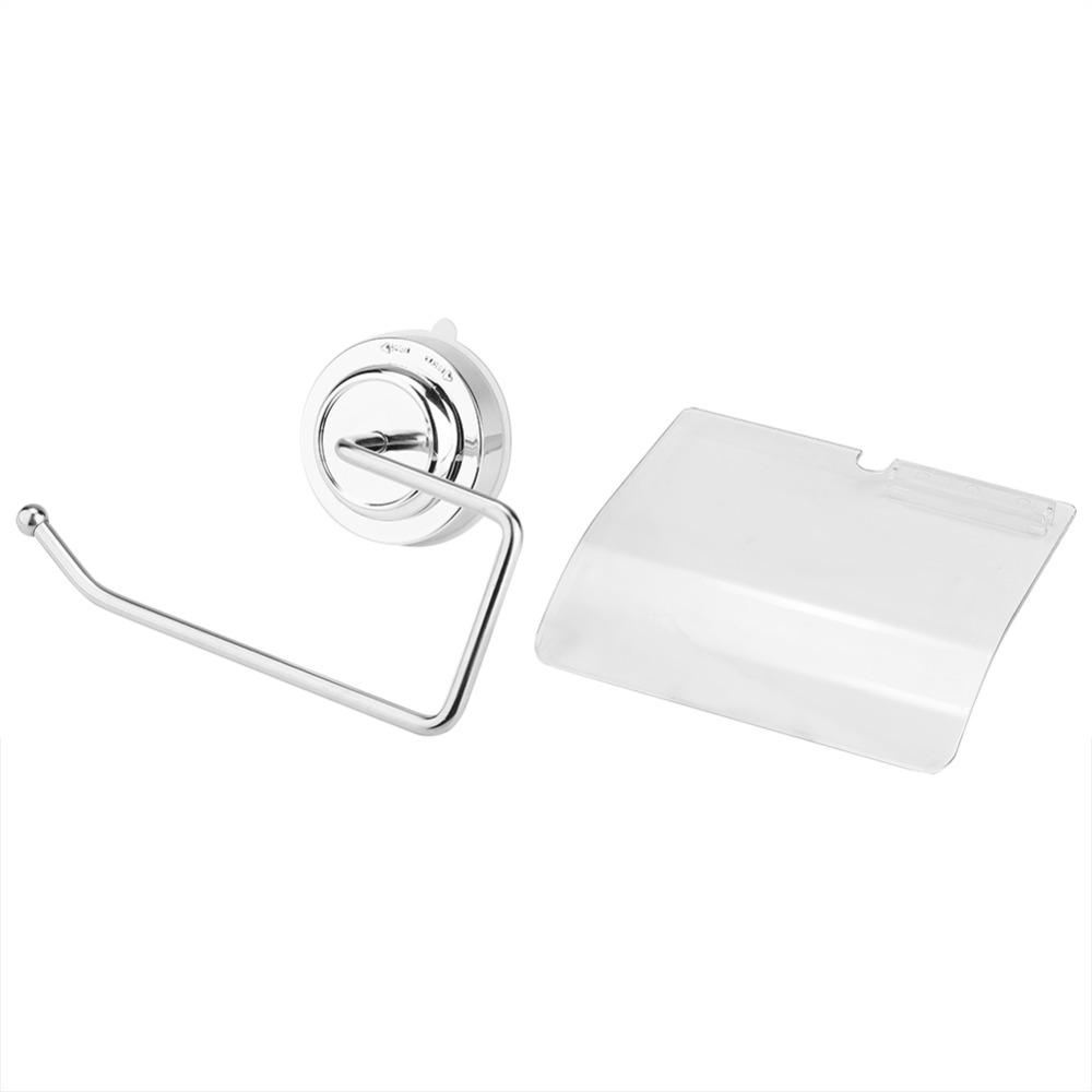 Edelstahl Kunststoff Toilettenpapierhalter Edelstahl Saugnapf Toilettenpapierhalter Wasserdicht Silber Transparent
