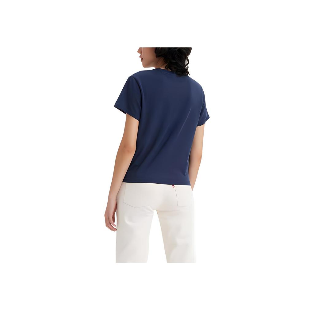 Levis Bedrucktes Rundhals-Freizeit-Kurzarm-T-Shirt Damen Oberteile Dunkelblau A2226-0076