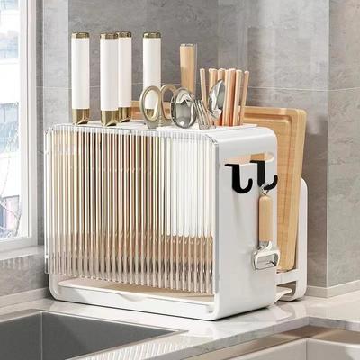 Luxury Acrylic Wall-mounted Knife Rack Chopsticks Scissor Cutting Board Storage Shelf Desktop Multi-functional Kitchen Organizer