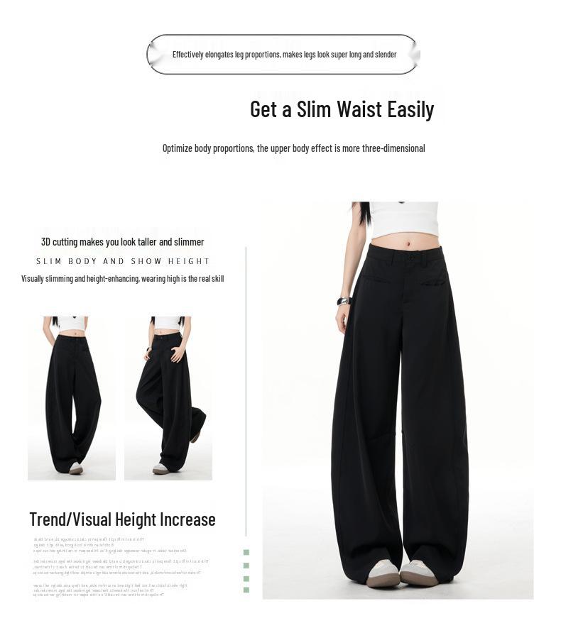 2026 Spring Women's Relaxed Wide-Leg Casual Pants: Loose, Versatile, Floor-Length Salt-Style Design