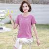 Elderly Women's Embroidered Summer Short Sleeve Top