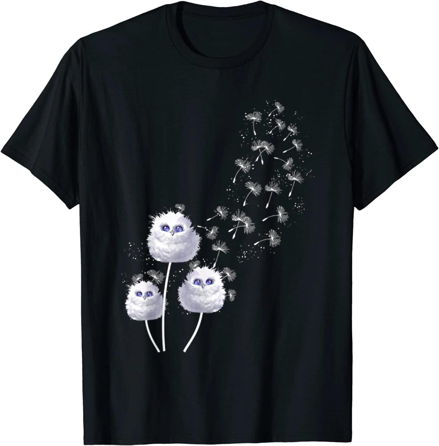 Dandelion And Cute Owls, Owl Lover T-Shirt XXXL