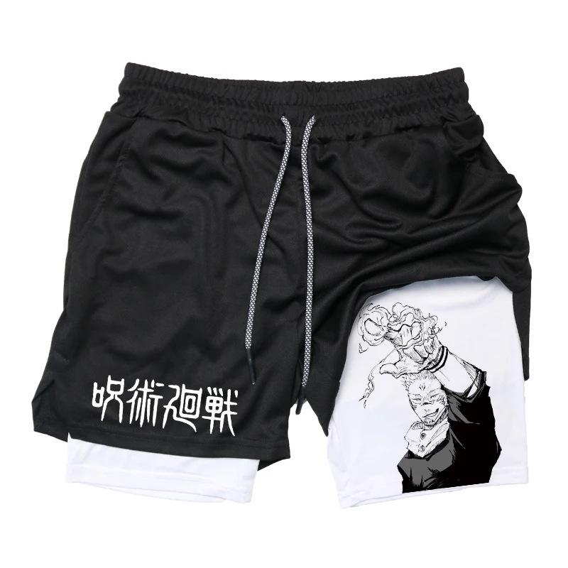 Double-Layer Digital Print Sports Shorts for Adults - Casual Fitness Apparel