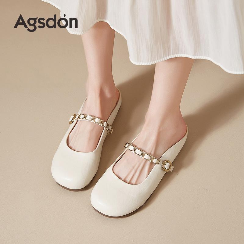 Augustine flat-bottomed bag head slippers women's 2025 summer new fashion one-pedal Mary Jane shoes half-tow sandals