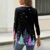 Women's T Shirt Christmas Print Button 3/4 Sleeve Daily Weekend Fashion Basic V- Neck Regular Top