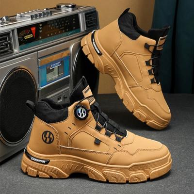 Pánské vysoké boty na volný čas, pohodlné kožené boty, vysoce kvalitní platformové tenisky, venkovní neklouzavé pánské pracovní boty, boty pro muže