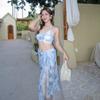 Personalized Niche Hot Swimming Clothes Popular Women's Super Fairy Long Dress Bikini Three-piece Set High-end Seaside Vacation