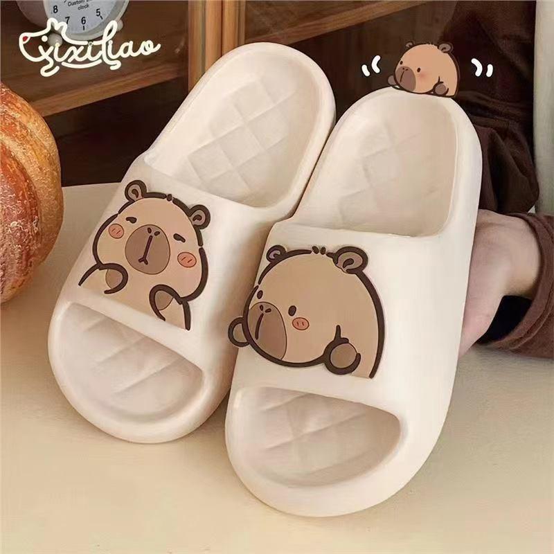 Slippers women's one-word drag home shoes cool slippers male couple non-slip summer home new home cute cool slippers