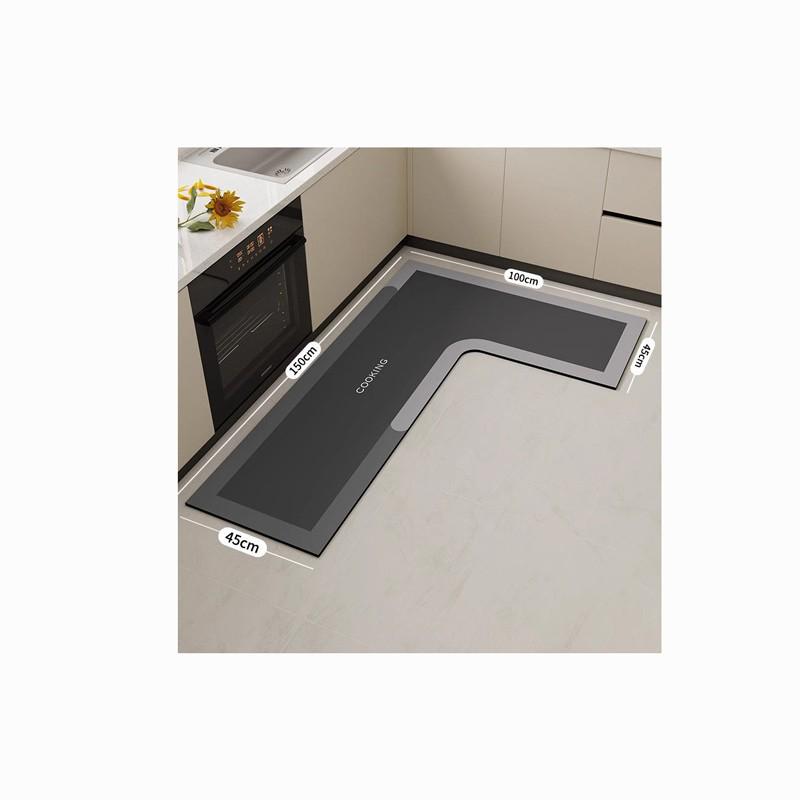 Premium L-shaped Kitchen Mats: Dirt-Resistant, Easy-Care, Quick-Dry Diatom Mud for Absorbing Water & Oil