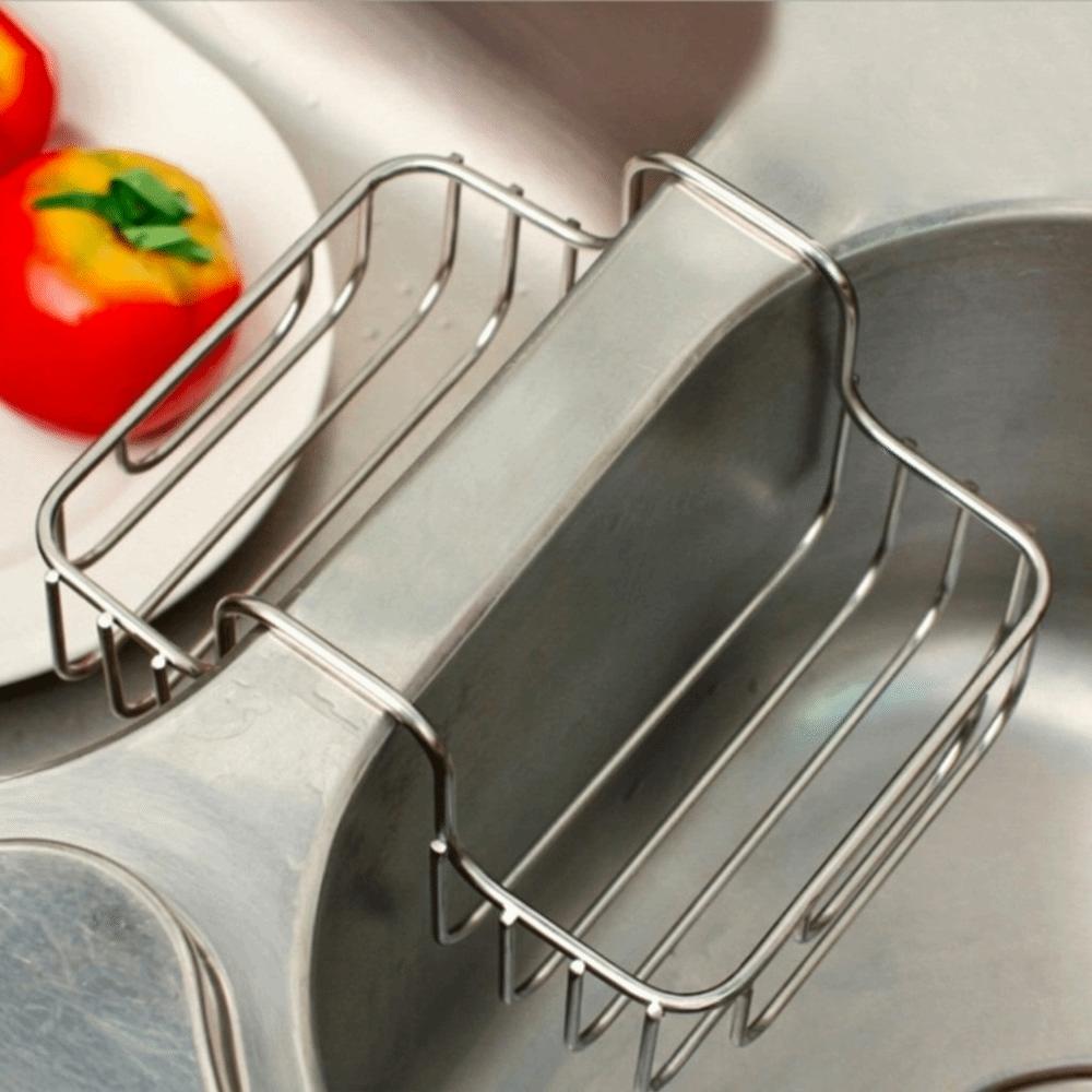 Heavy Duty Sink Sponge Holder Stainless Steel Sink Saddle Dish Brush Holder  Countertop Storage