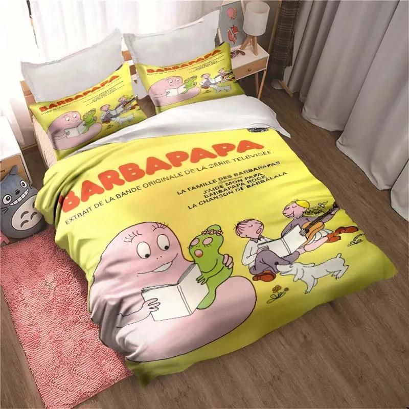 Les Barbapapa Family Cartoon 3 Piece Bedding Set Twin Duvet Cover Set All Season Quilt Cover  Bedding Set Twin Single Boys