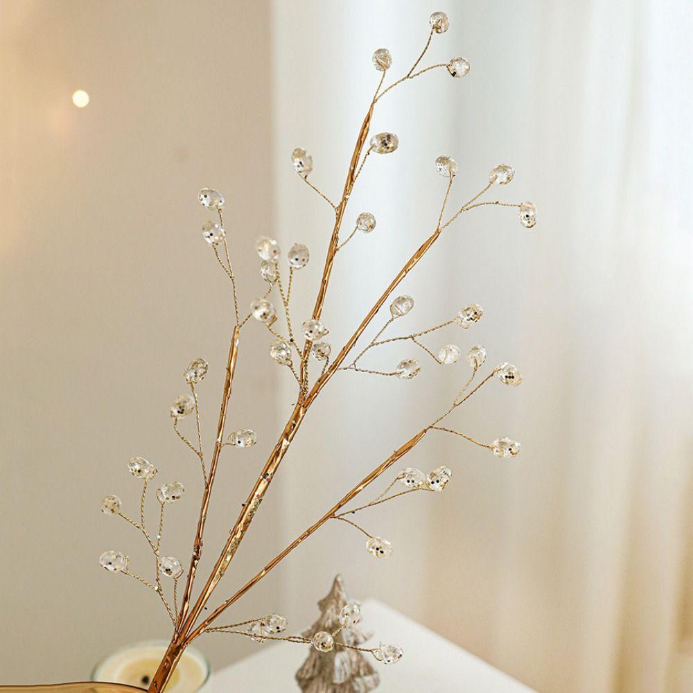 Gemstone Xmas Tree Glitter Branches Five-pointed Star Glitter Berry Stems  Holiday Party