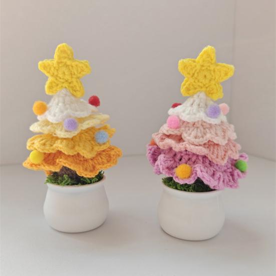 Christmas Yarn Ornament Bright Color Xmas Tree Star Shape Knitted Tree