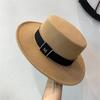 Autumn and Winter Women's Wool Woolen Flat Top Top Hat Female British Retro M Standard Celebrity Style White Felt Hat Jazz Hat Tide