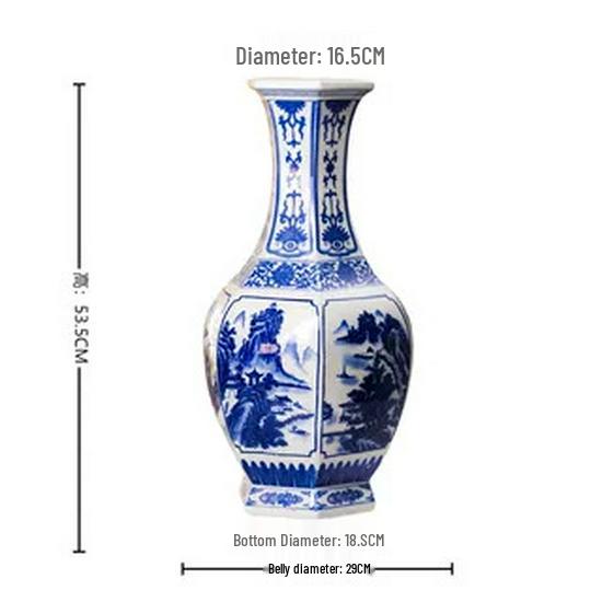 Large Antique-Style Blue and White Jingdezhen Porcelain Vase for Living Room or TV Cabinet Décor