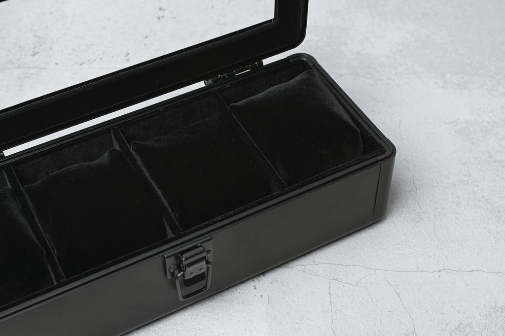 Premium Time Box Watch Storage Watch Storage Collection Holds 4 Black ES'PRIMA Case, Box, Case, Aluminum, Watches,
