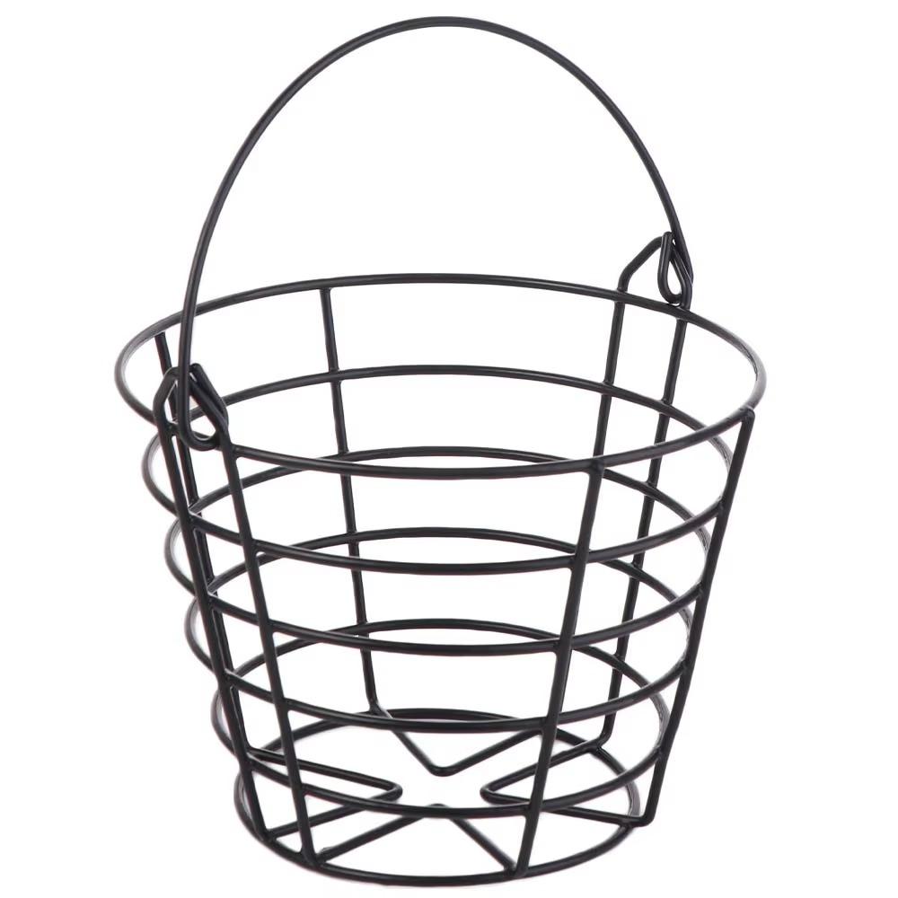 Large Capacity Golf Ball Basket Stainless Steel Storage Basket Durable Golf Ball Container Black
