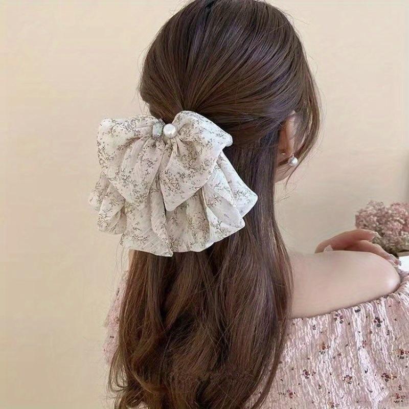 1Pc Chiffon Floral Sweet Half-tied Hairpin Bridal Headdress for Wedding Banquet Holiday Party Decoration