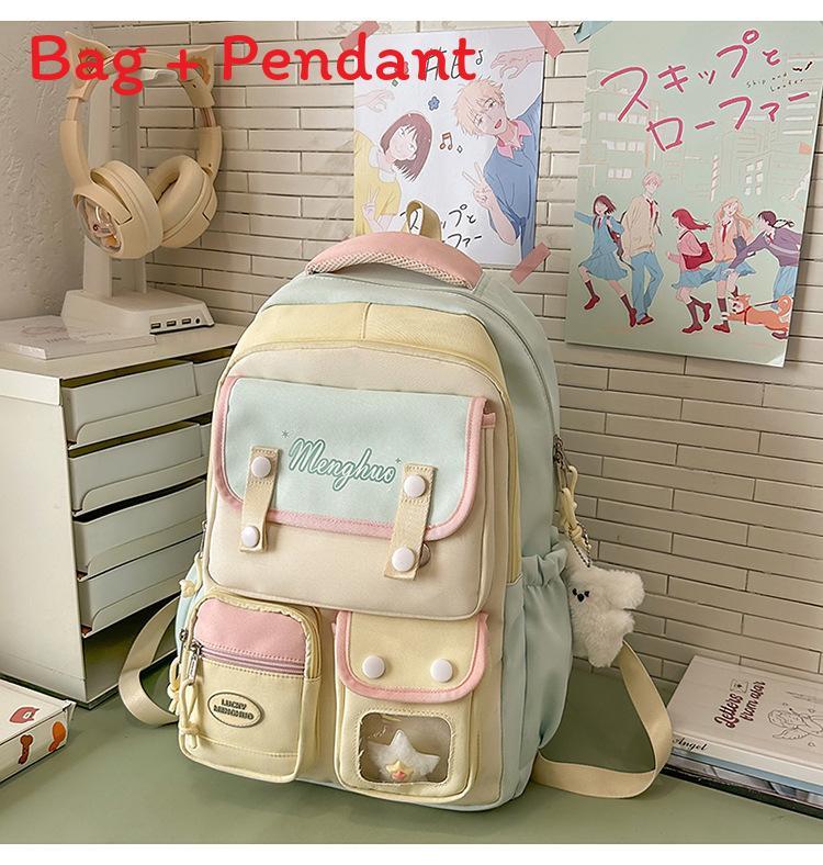 Nylon School Backpack For Students With Design And Letter Pattern For Campus Use