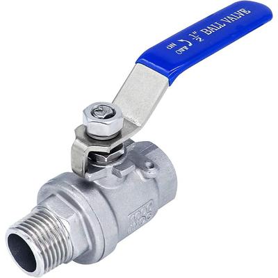 Kugelhahnen aus 304 Edelstahl mit NPT-Gewinde 1/2" Silberne Wasserarmatur 1000 WOG Innen x Außen Gasventil Wasser