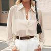 Women's Semi-Sheer Chiffon Shirt - Spring/Summer Casual Style, Ideal for Commuting & Sun Protection