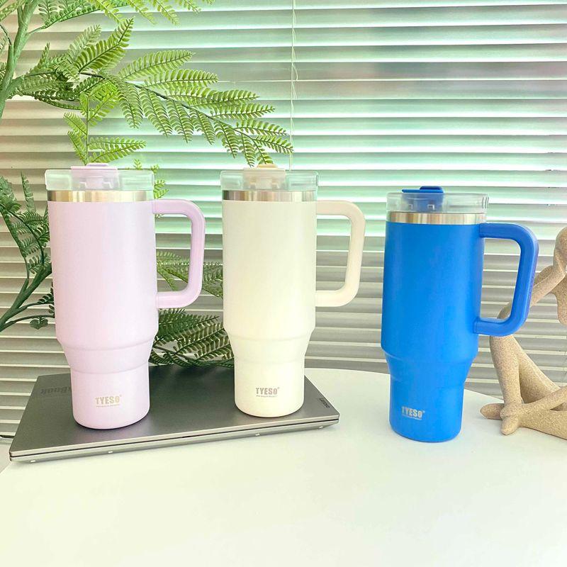 Tyeso Giant Insulated Straw Cup for Office, Home, and Car Use, Stainless Steel Large Capacity Insulated Cup