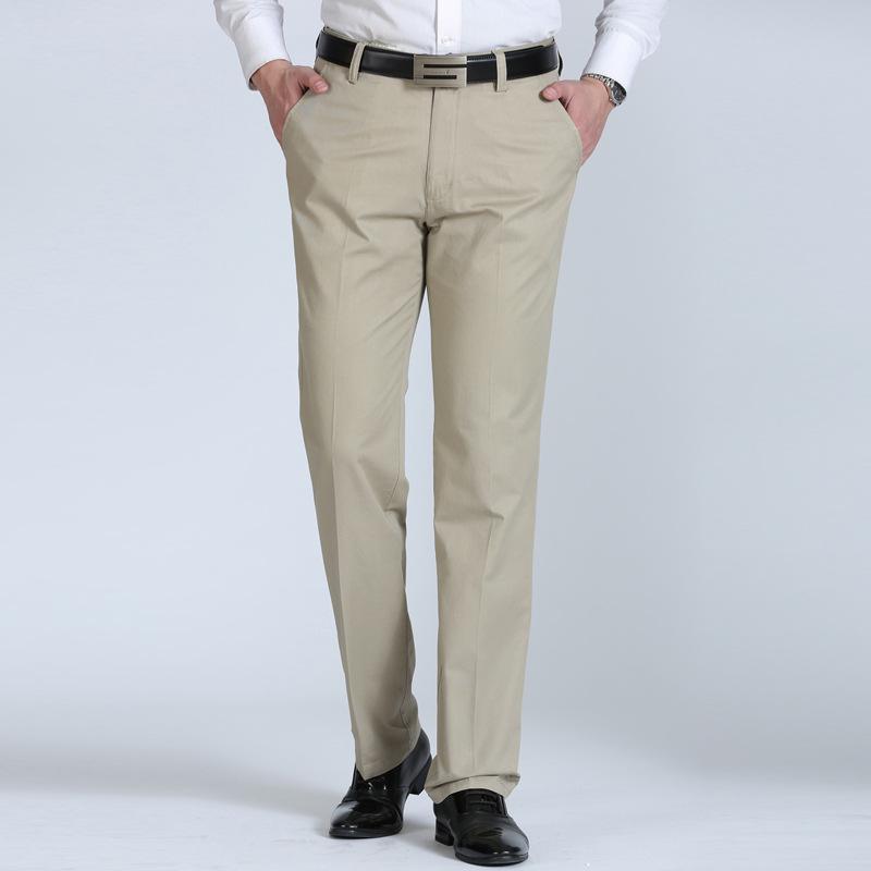 Men's Summer Cotton Casual Pants – Lightweight, Mid-Rise, Straight-Leg, Suitable for Middle-Aged and Elderly