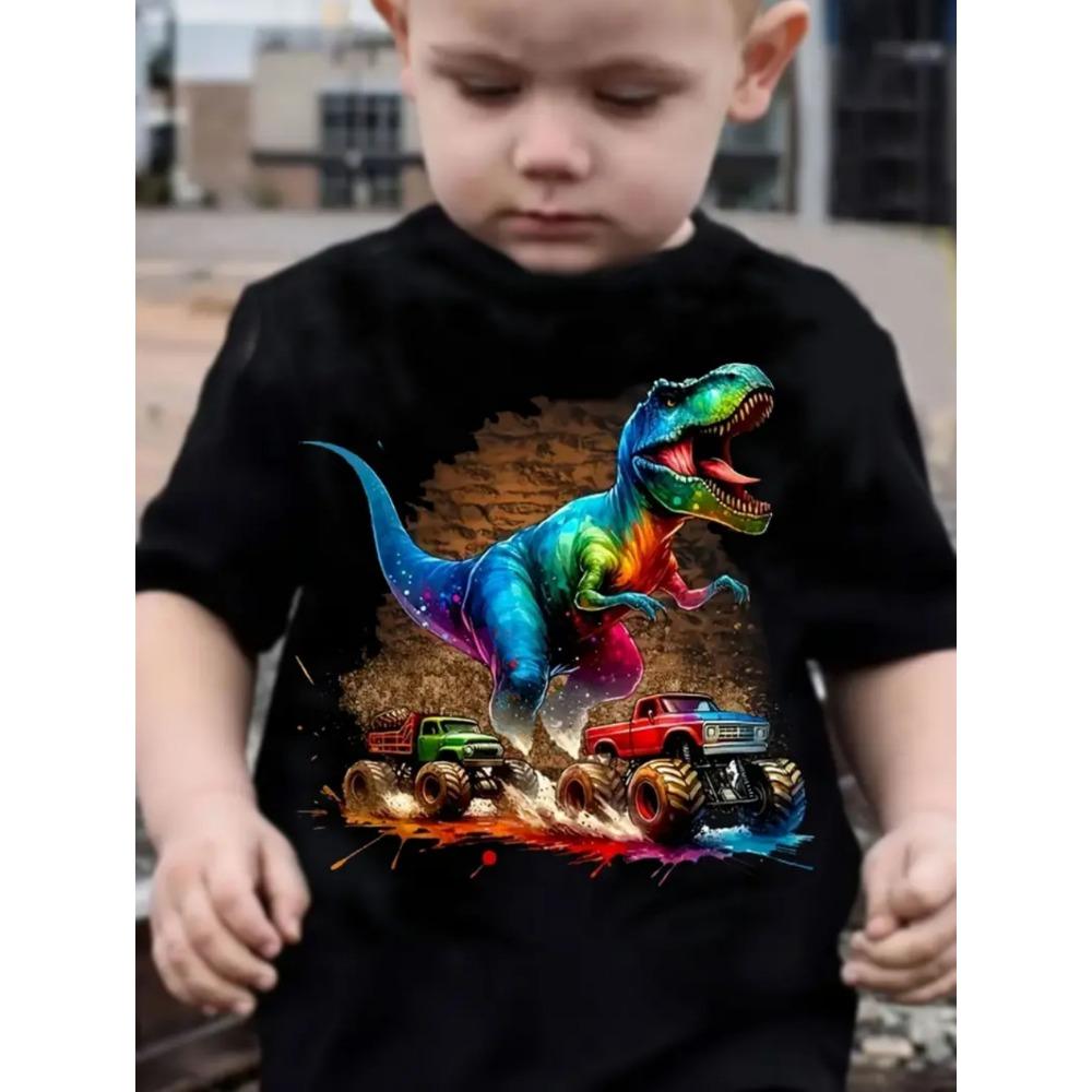 Children's T-shirt dinosaur pattern boys' clothing casual O-neck boys' T-shirt street fashion top children's clothing
