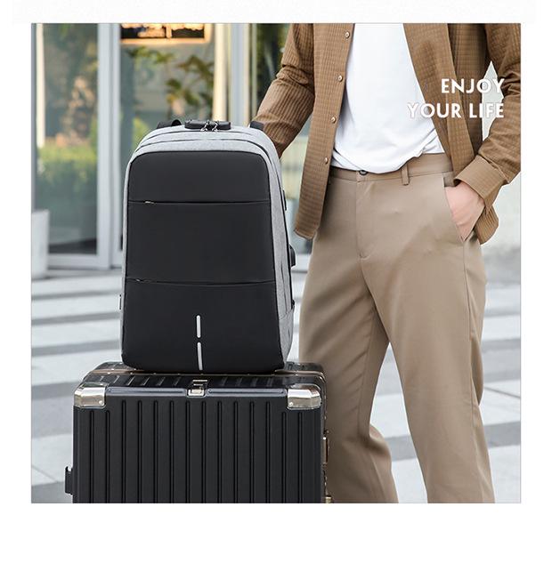 Men's Anti-Theft Fashion Backpack with USB, Multi-Capacity Design, Perfect for Business and Students