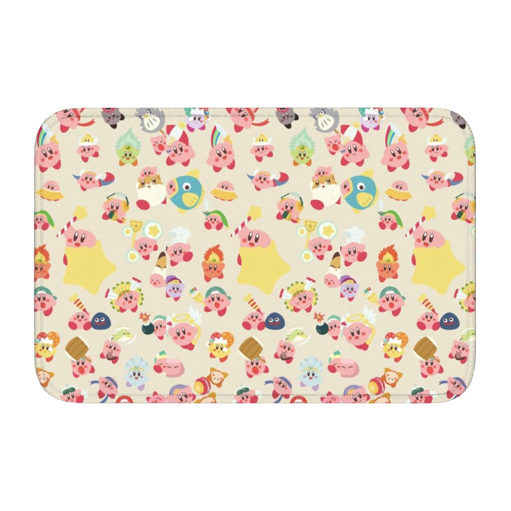 Kirbys Cartoon Game Floor Door Kitchen Bathroom Mat Anti-Slip Indoor  Doormat Garden Living Room Entrance Rug Carpet Footpad
