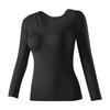 THEOPHEMIA Warm Winter Ultra Warm Cold Weather Long 5502 Women's Innerwear, Underwear, Undergarment, Innerwear, U-Neck, Sleeve, (L, Black)
