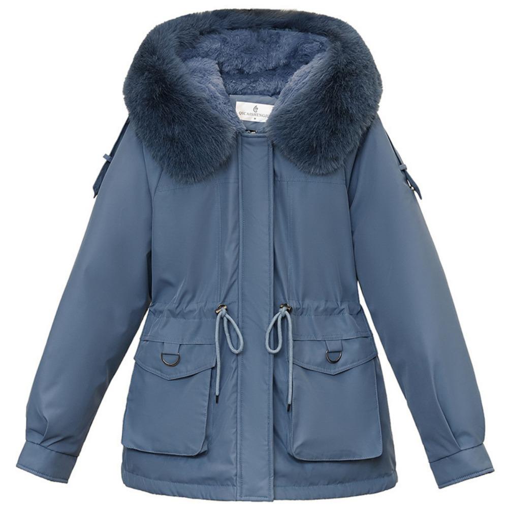 Women's medium and long cotton-padded clothes, the new loose Korean version of fur collar velvet pie overcomes down cotton clothes and winter coats.