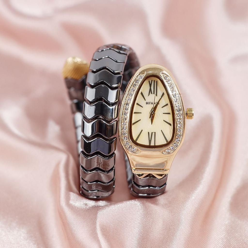 Fashion Black Snake Hot Sell Quartz Watches Women's Full Diamond Steel Strap Watch For Women Bling Unique Luxury Clock Relogio