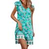 Womens Summer Dress Ruffle Sleeve V Neck Short Dresses Fashion Casual Flowy A Line Swing Sundress With Pocket