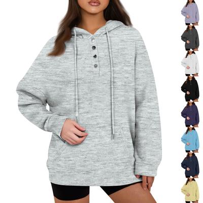 Women's Pullover Hoodies Tops Casual Button Down Long Sleeve Pocket Sweatshirts