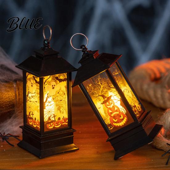 Flexible Placement Lamp Halloween Night Light Vintage Battery Operated LED Lantern Simulated Flickering Flame Warm Glow Light Lantern for Party Home