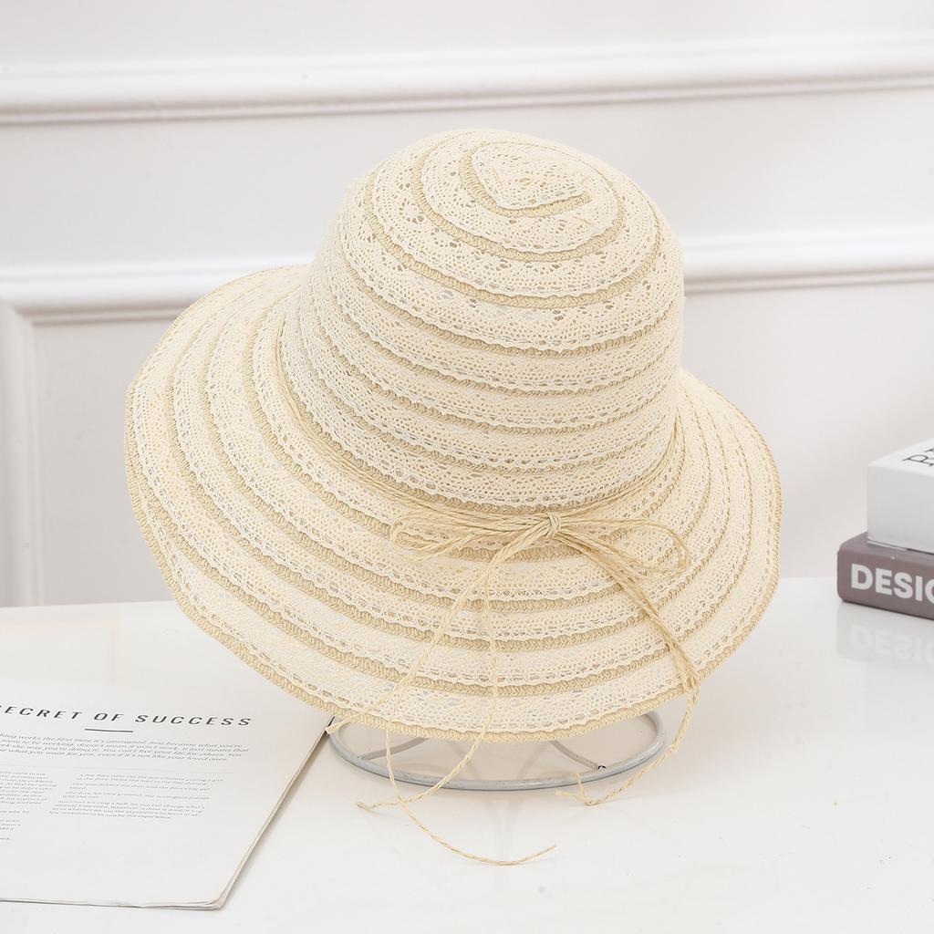 Summer Ribbon Hat Wide Side Sun Cap Women Wheat Panama Style Straw Hats Wide Brim Holiday Beach Hat Ladies Sun Cap