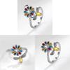 Copper Floral Ring With Zircon Stones For Women Spring Fashion Accessory