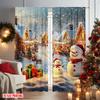 2pcs 2D flat printing Merry Christmas Popular Window Drapes Farm Style Christmas Scene 0 Machine Washable Polyester Without