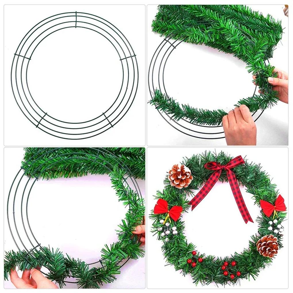 2025 New 4PCS Christmas Wire Wreath Frames 12 Inch Pentagram Shaped Green Wreath Wreath Ring For Home Arts Craft DIY Party Decor